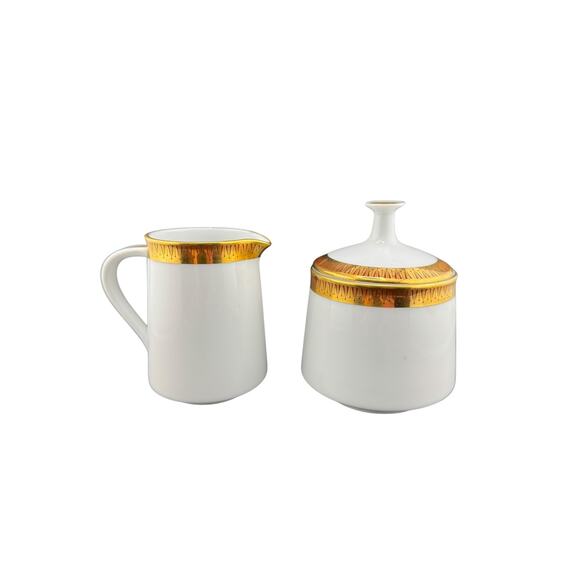 Noritake Milton Cream & Sugar Set with 24K Gold Accents Mid Century Modern - Picture 1 of 5